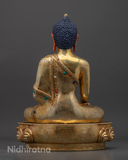 Elegant Shakyamuni Buddha with His Disciples Statue | Tibetan Artwork