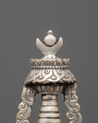 Oxidized Copper Shakyamuni Buddha Stupa | Silver-Plating Finishing