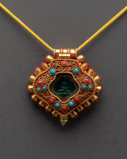Buddha Locket of Amitabha | Tibetan Devotional Pendant