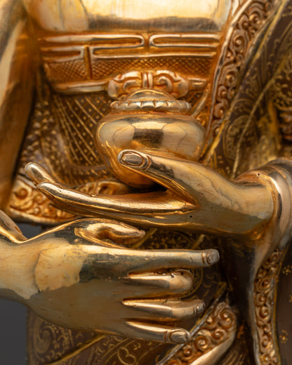 Elegant Shakyamuni Buddha with His Disciples Statue | Tibetan Artwork