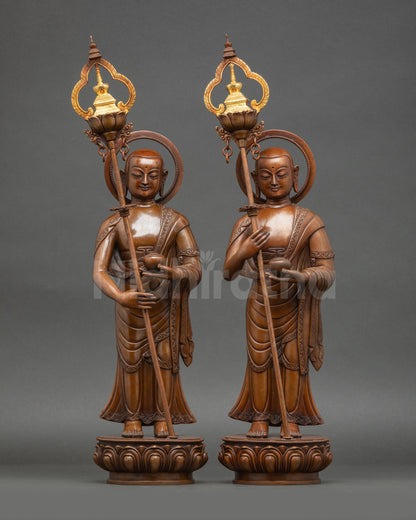Buddha's disciples statue oxidized copper spiritual decor