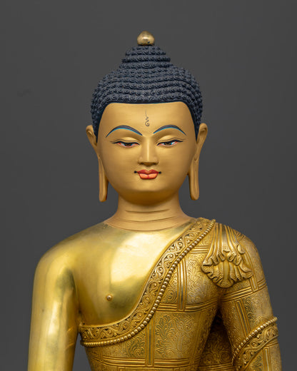 Shakyamuni Buddha statue radiating peace and wisdom, perfect for meditation rooms and altar spaces.