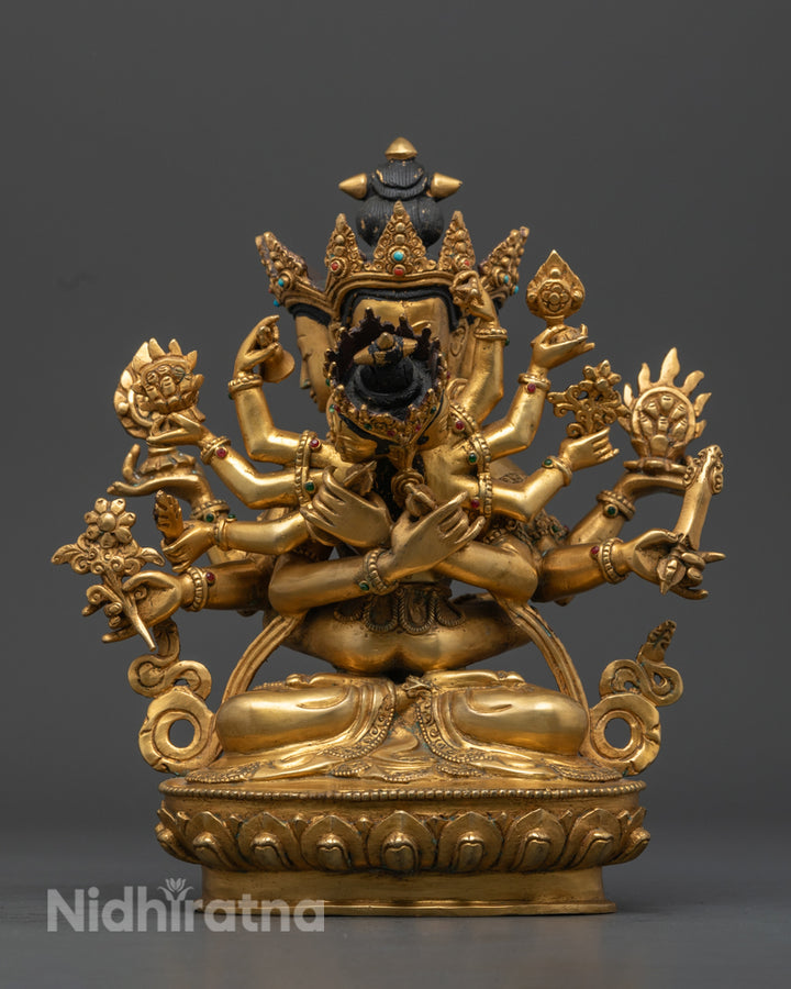 Guhyasamaja Statue for Tantric Practices | 24K Gold Gilded Deity for Meditation and Spiritual Growth