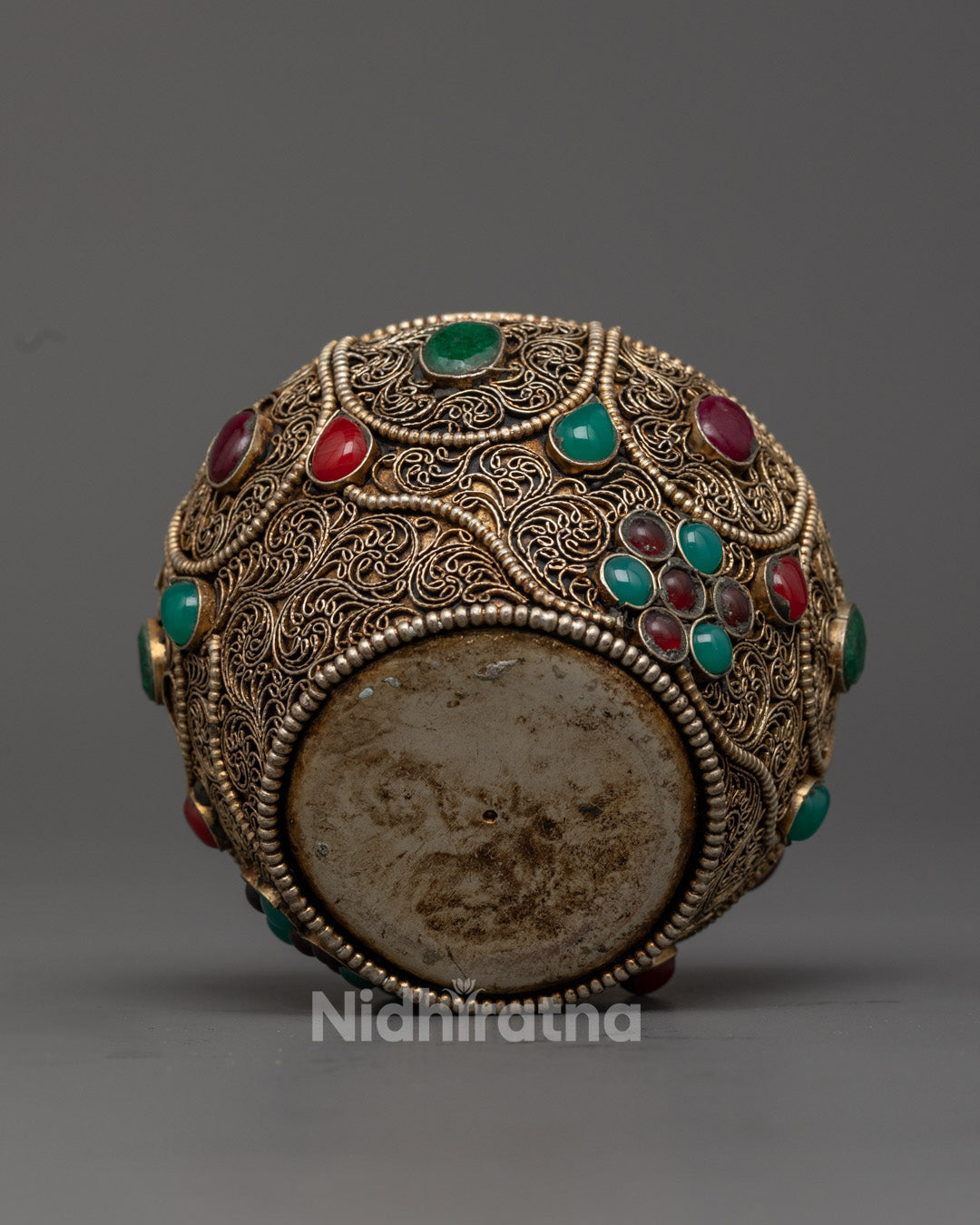 Buddhist Ritual Crock Ricepot Displayed on Altar with Sacred Grains