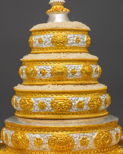 Buddhist Ritual Mandala for Rice Offering Crafted by Nepalese Artisans