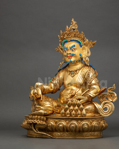 Buddhist Wealth Deity Dzambhala Sculpture for Meditation and Spiritual Interiors