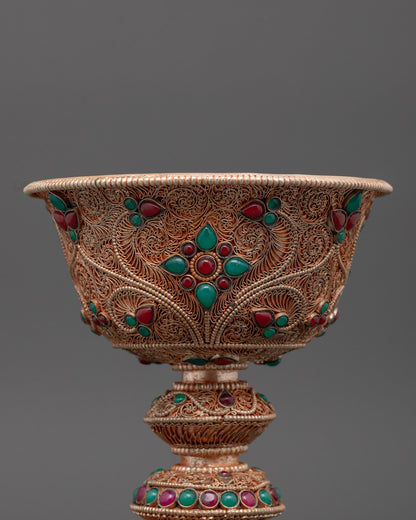 Copper Butter Lamp for Shrine | Traditional Artwork
