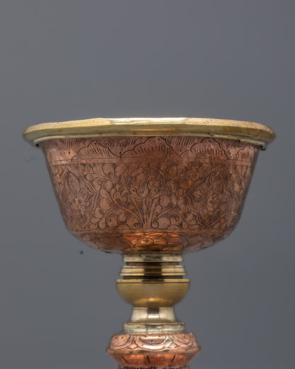Hand-carved Buddhist Butter Lamp