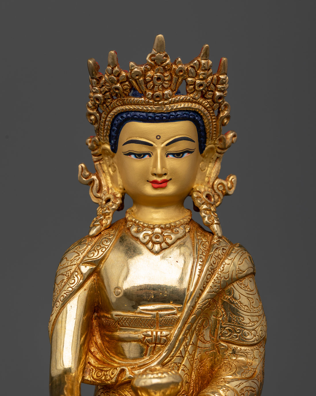 Crown Buddha Shakyamuni Statue - Regal Embodiment of Enlightenment and Compassion