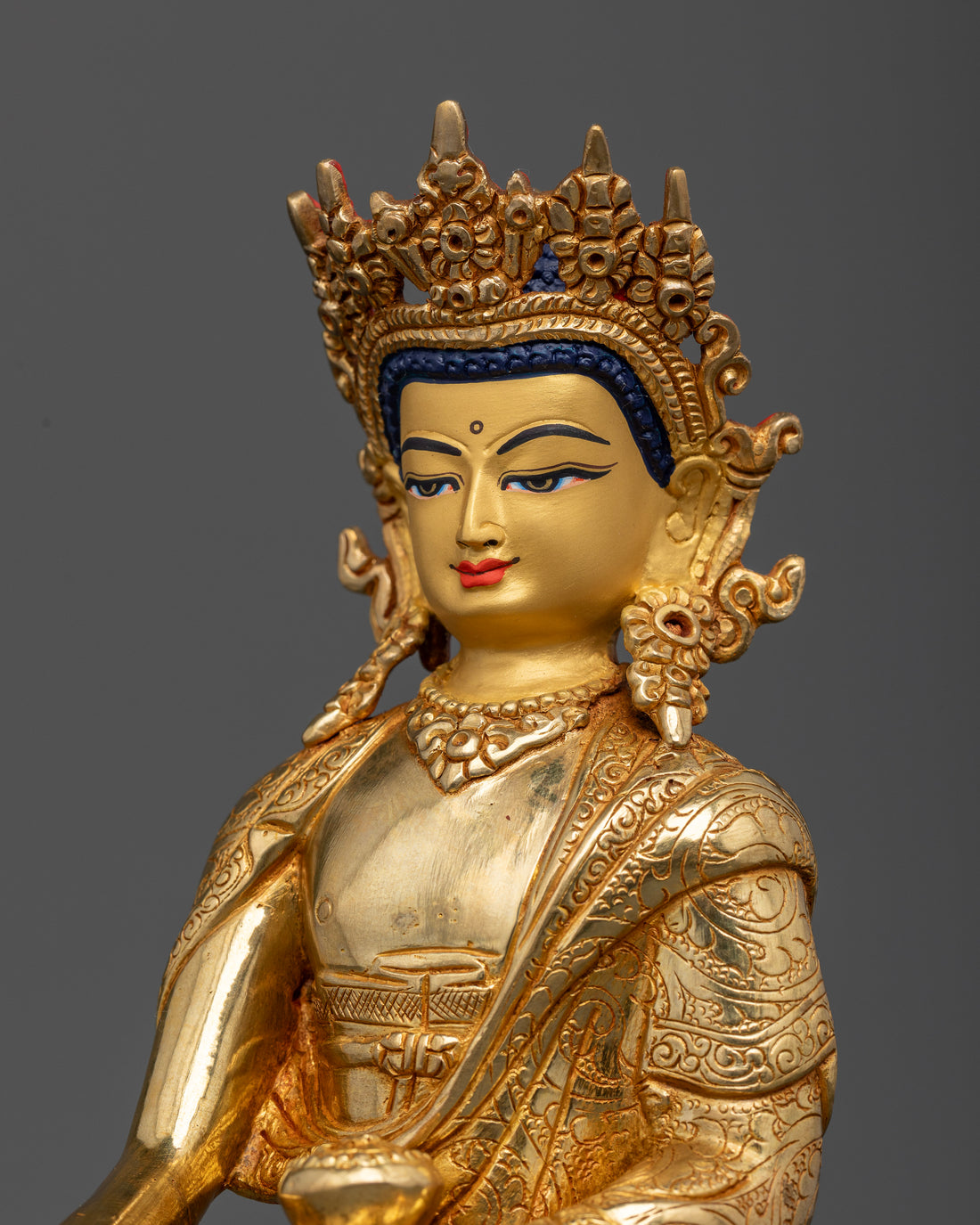 Crown Buddha Shakyamuni Statue - Regal Embodiment of Enlightenment and Compassion