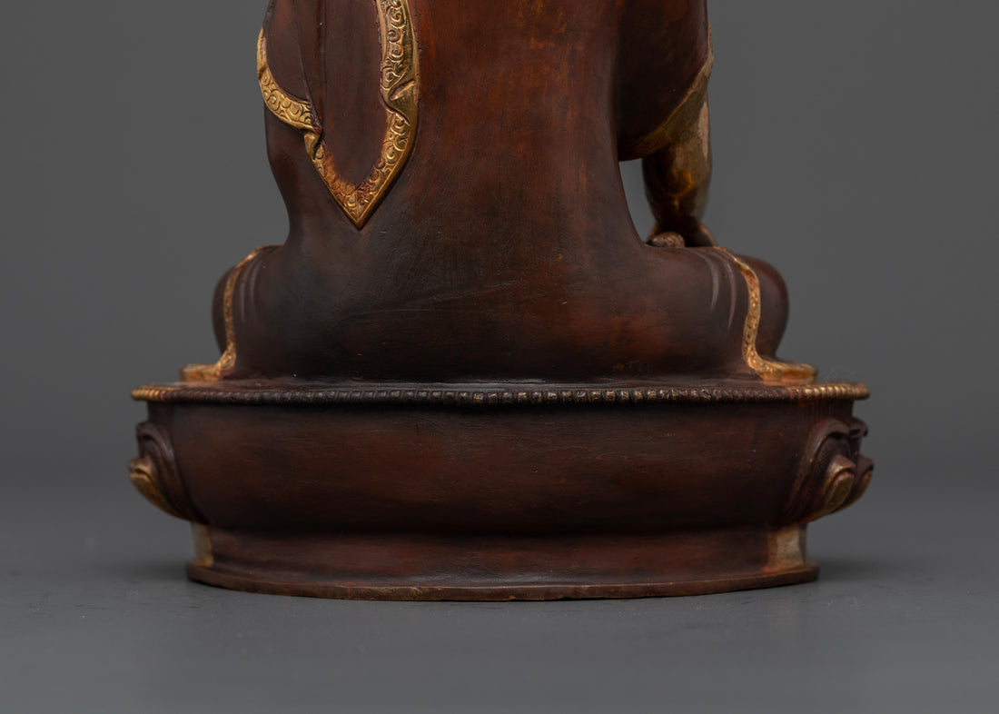 Oxidized Copper Crown Buddha Shakyamuni Statue - Serene Elegance and Spiritual Mastery