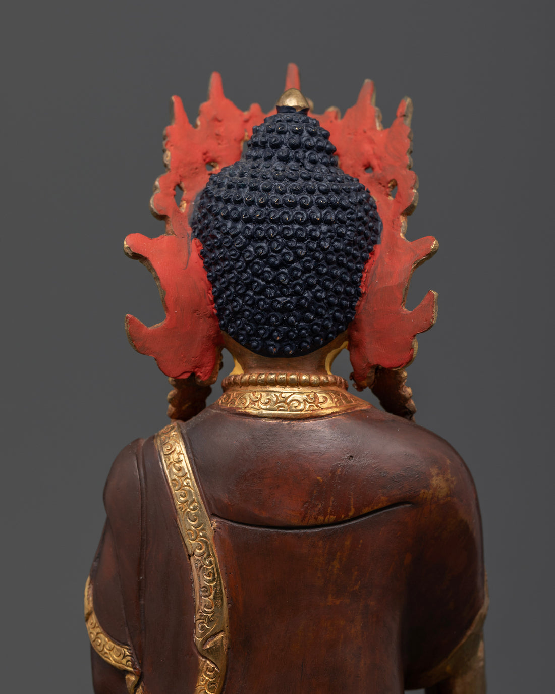 Oxidized Copper Crown Buddha Shakyamuni Statue - Serene Elegance and Spiritual Mastery