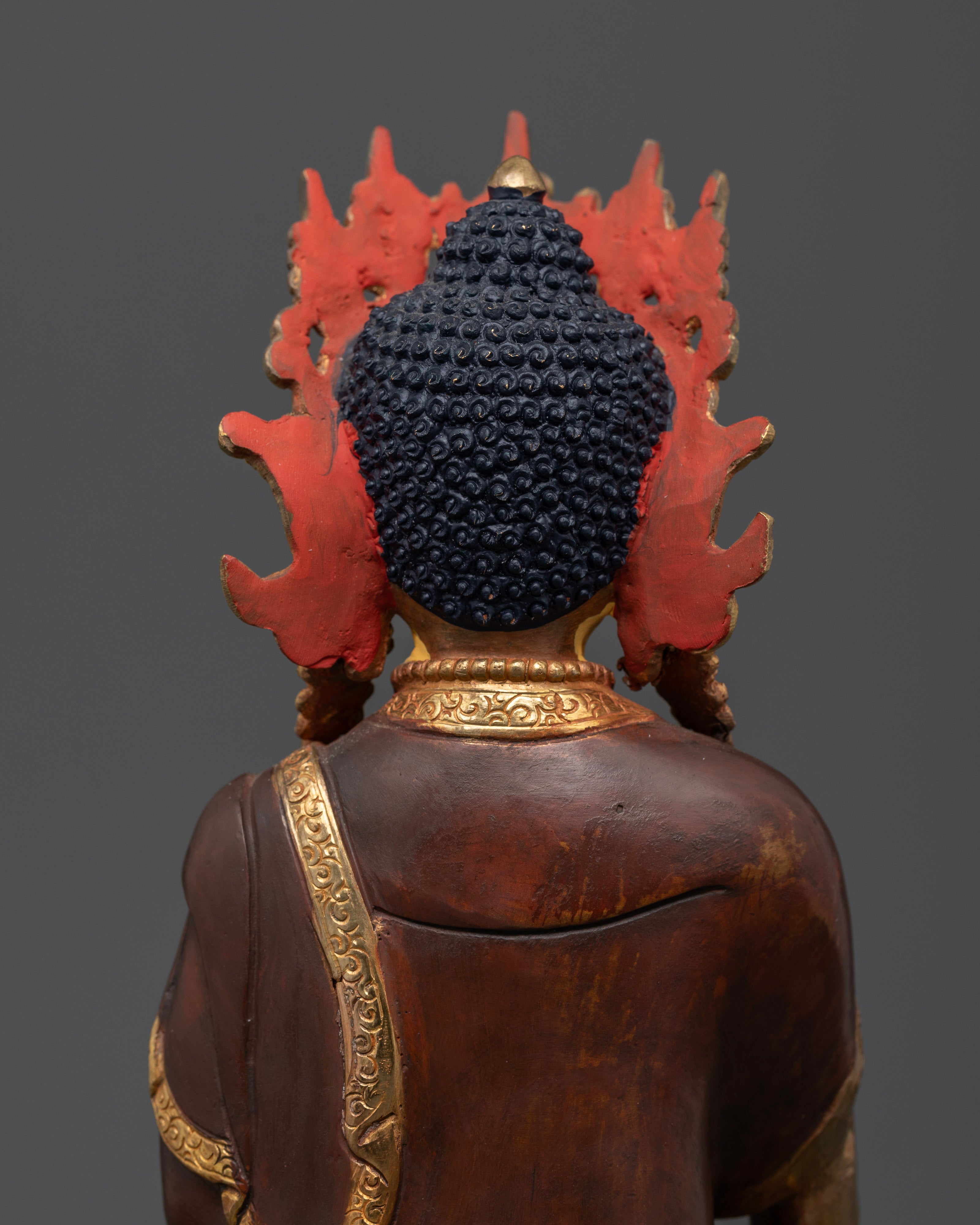 Oxidized Copper Crown Buddha Shakyamuni Statue - Serene Elegance and Spiritual Mastery