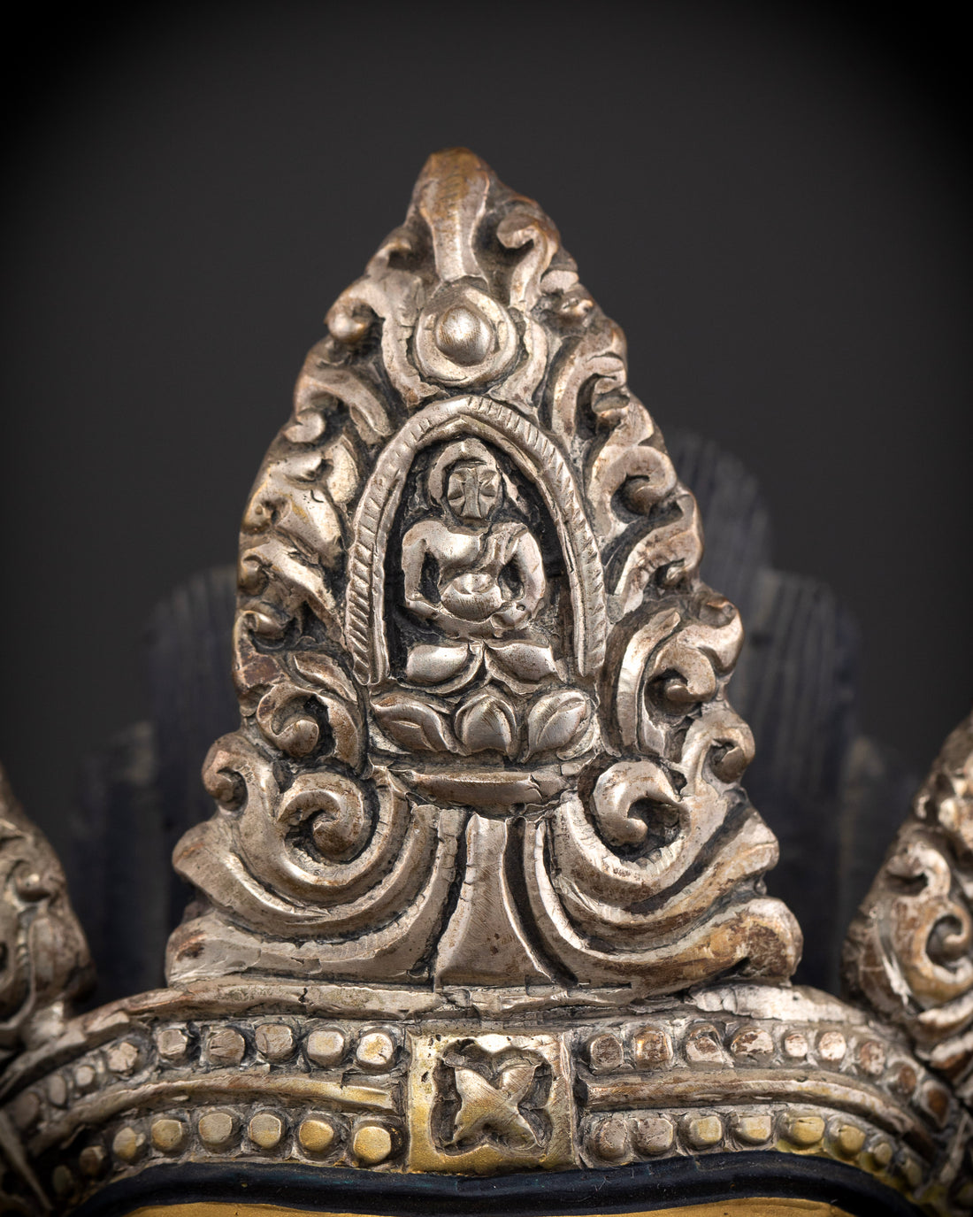 The Golden-Crowned Sage: Shakyamuni in Dark Oxidized Copper