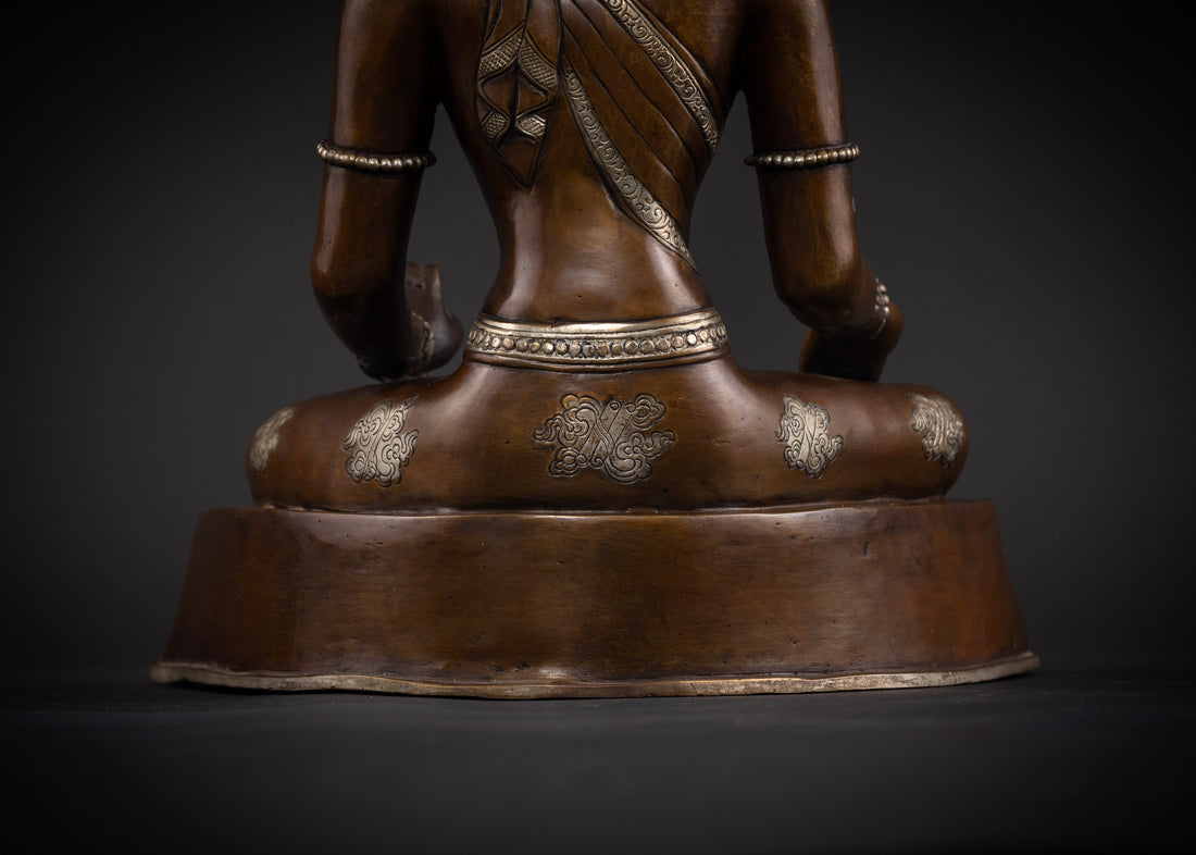 The Golden-Crowned Sage: Shakyamuni in Dark Oxidized Copper