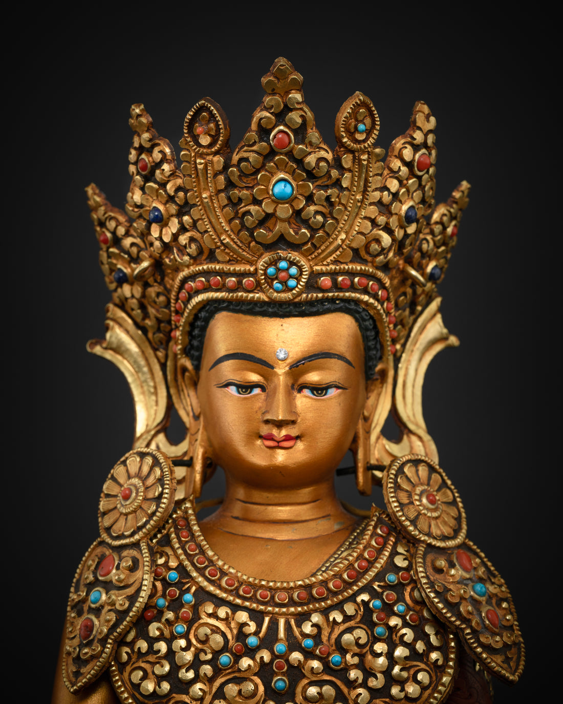 Elegant Crown Buddha Shakyamuni Statue: Exquisite Spiritual Decor