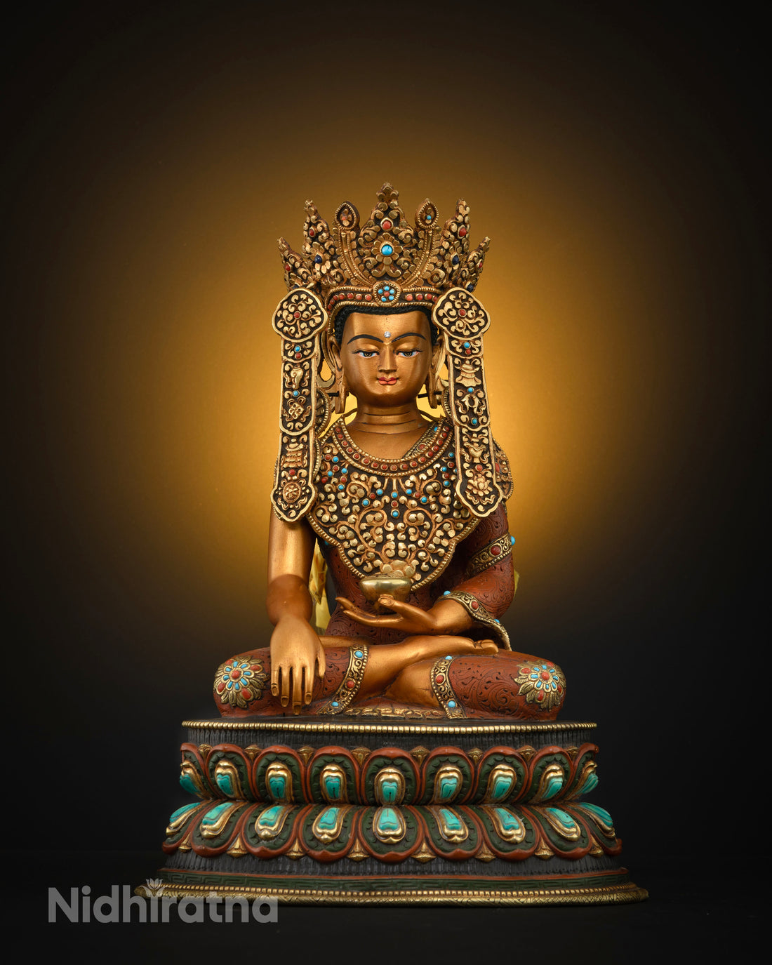 Elegant Crown Buddha Shakyamuni Statue: Exquisite Spiritual Decor