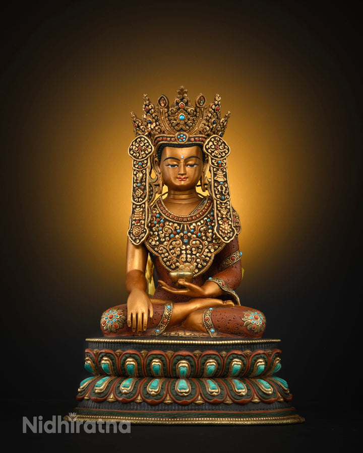 Elegant Crown Buddha Shakyamuni Statue: Exquisite Spiritual Decor