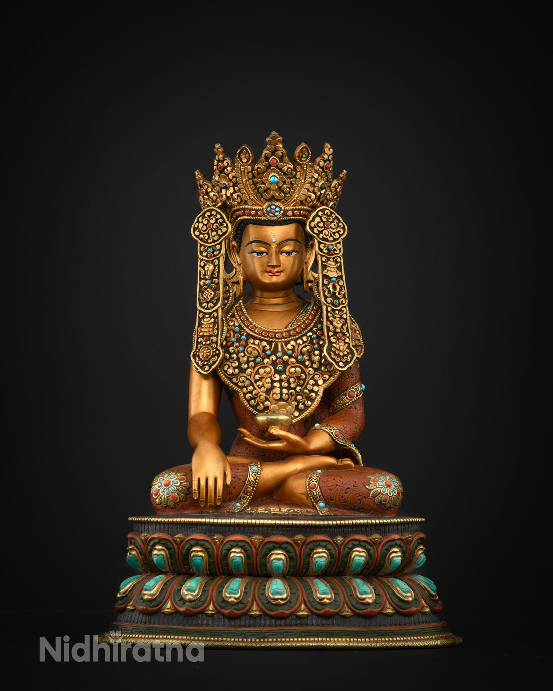 Elegant Crown Buddha Shakyamuni Statue: Exquisite Spiritual Decor