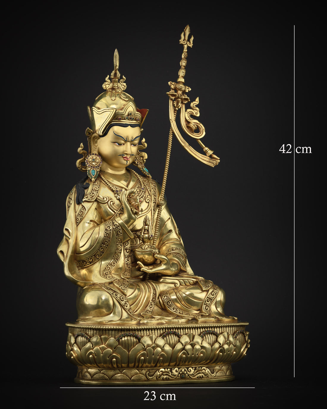 Handmade Majestic 16.5 Inch Guru Rinpoche Statue