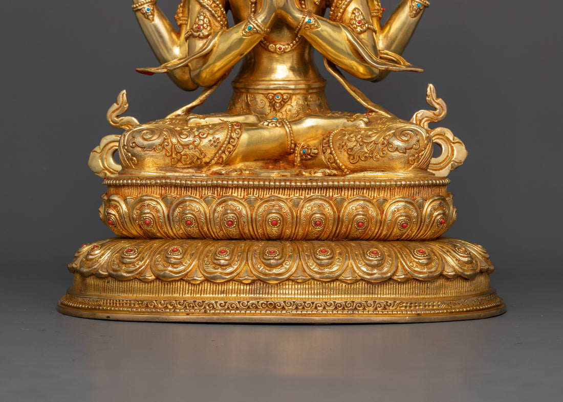 Four-Armed Chenrezig: Radiant Avalokiteshvara Bodhisattva Statue