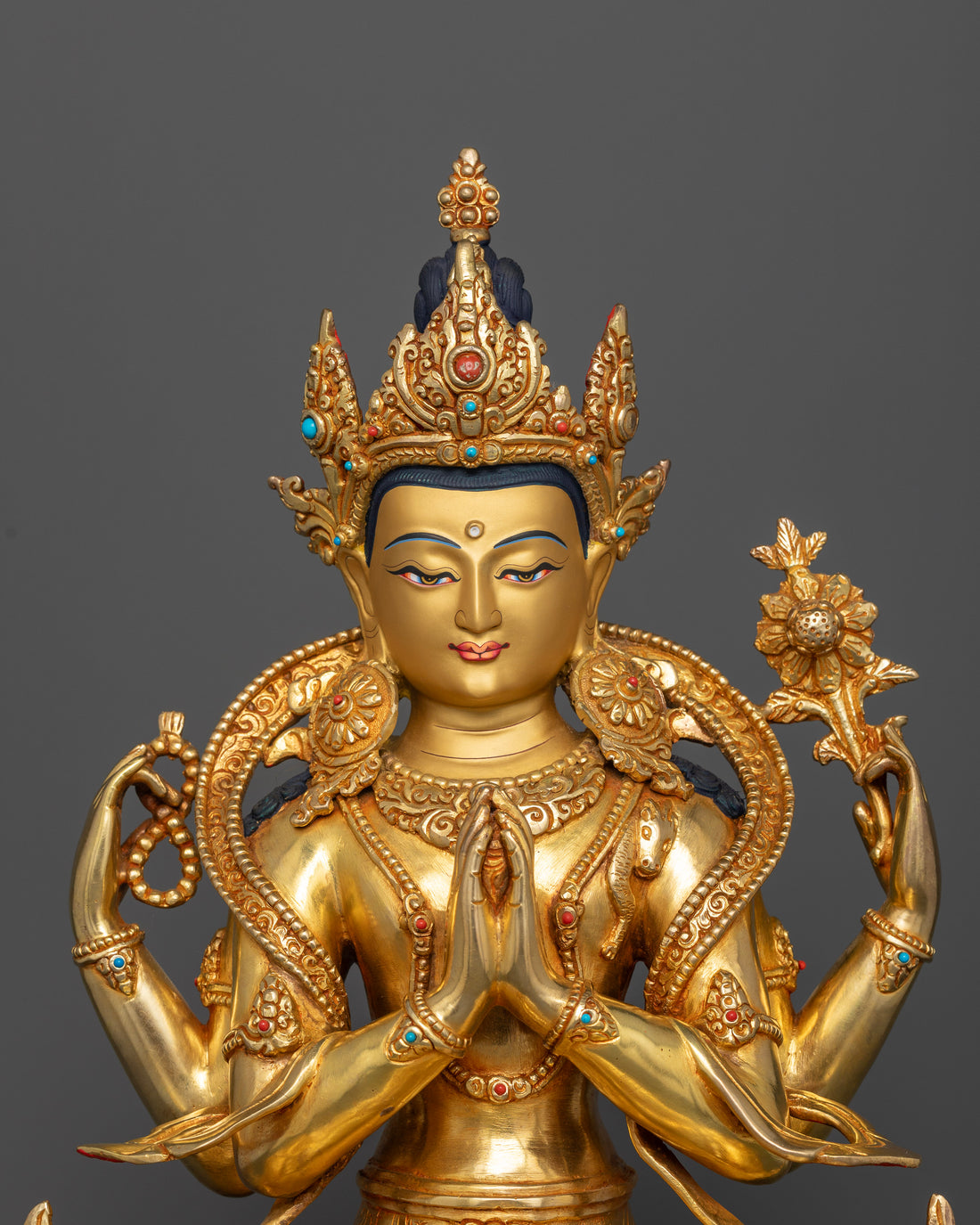 Four-Armed Chenrezig: Radiant Avalokiteshvara Bodhisattva Statue