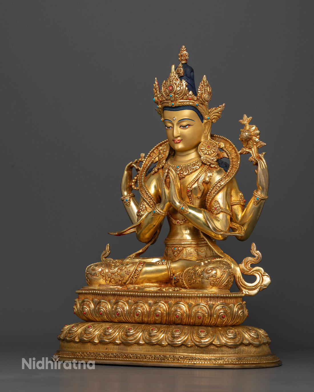 Four-Armed Chenrezig: Radiant Avalokiteshvara Bodhisattva Statue