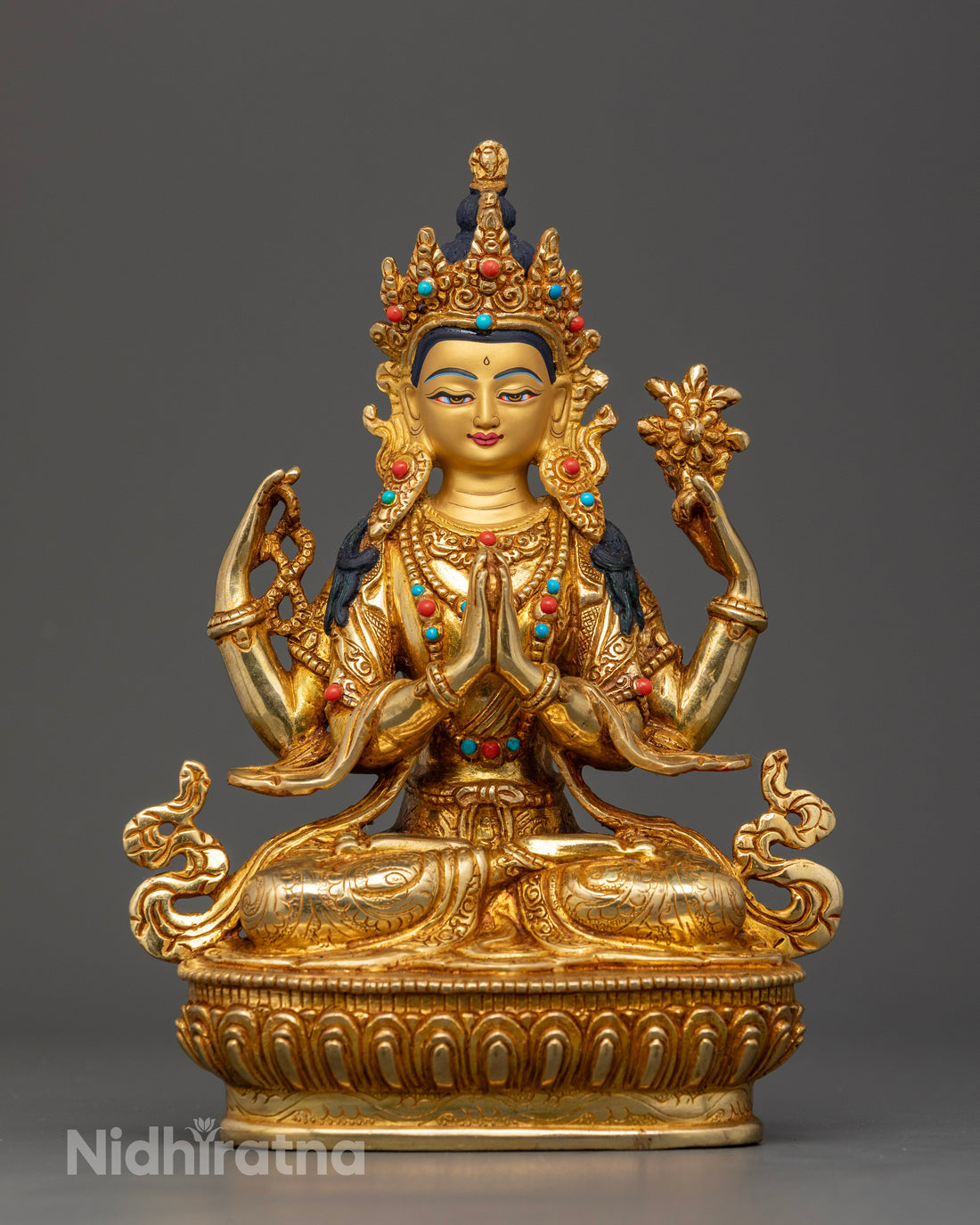 Chenrezig Statue Glided in Gold