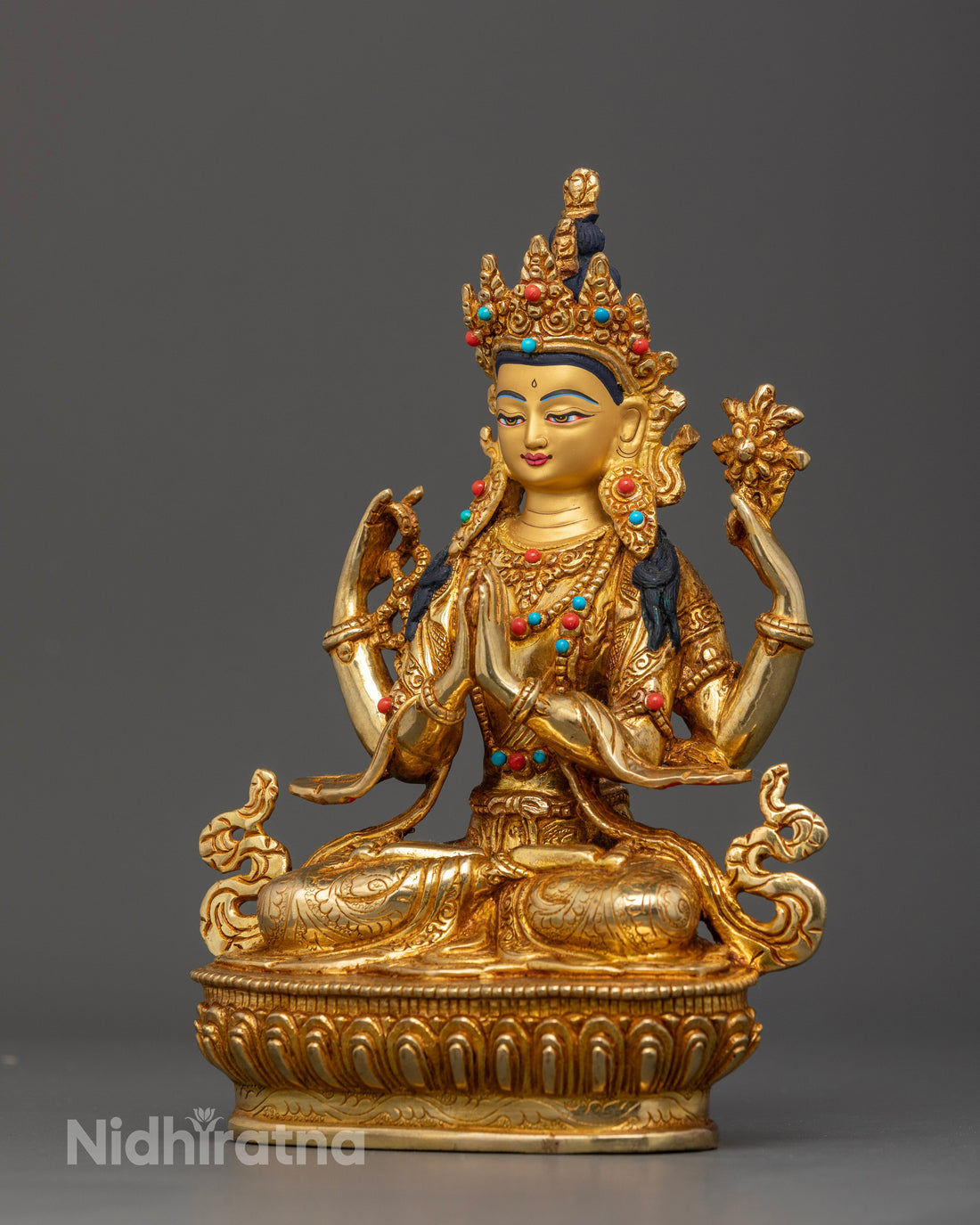 Chenrezig Statue Glided in Gold