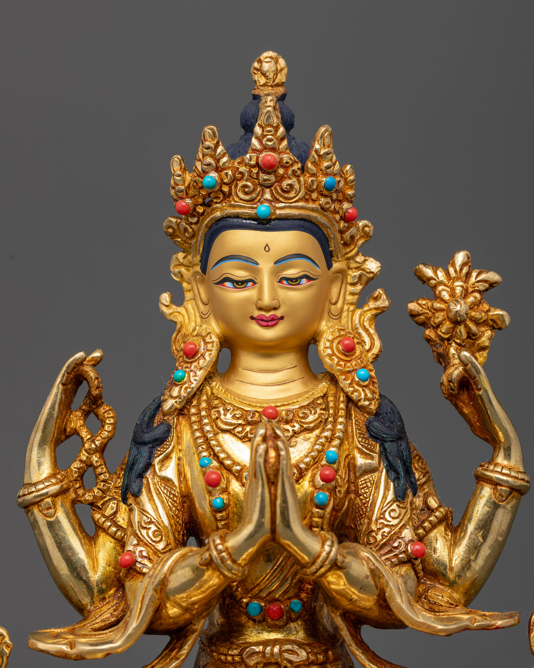 Chenrezig Statue Glided in Gold