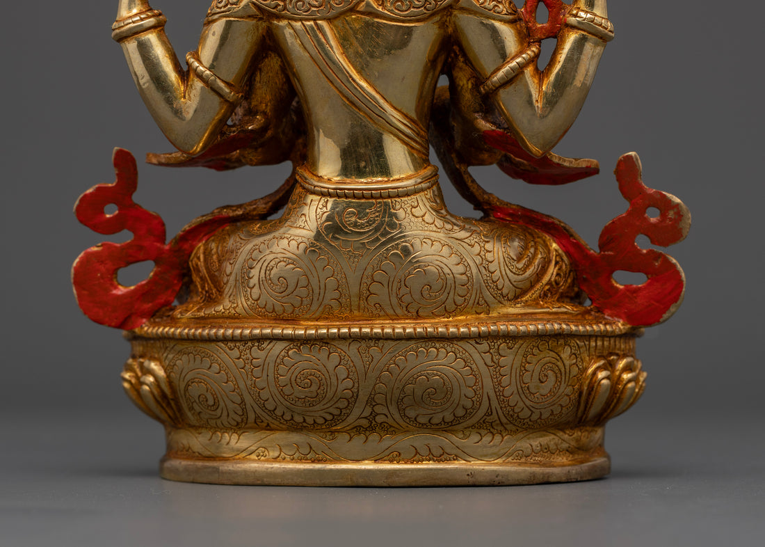 Chenrezig Statue Glided in Gold