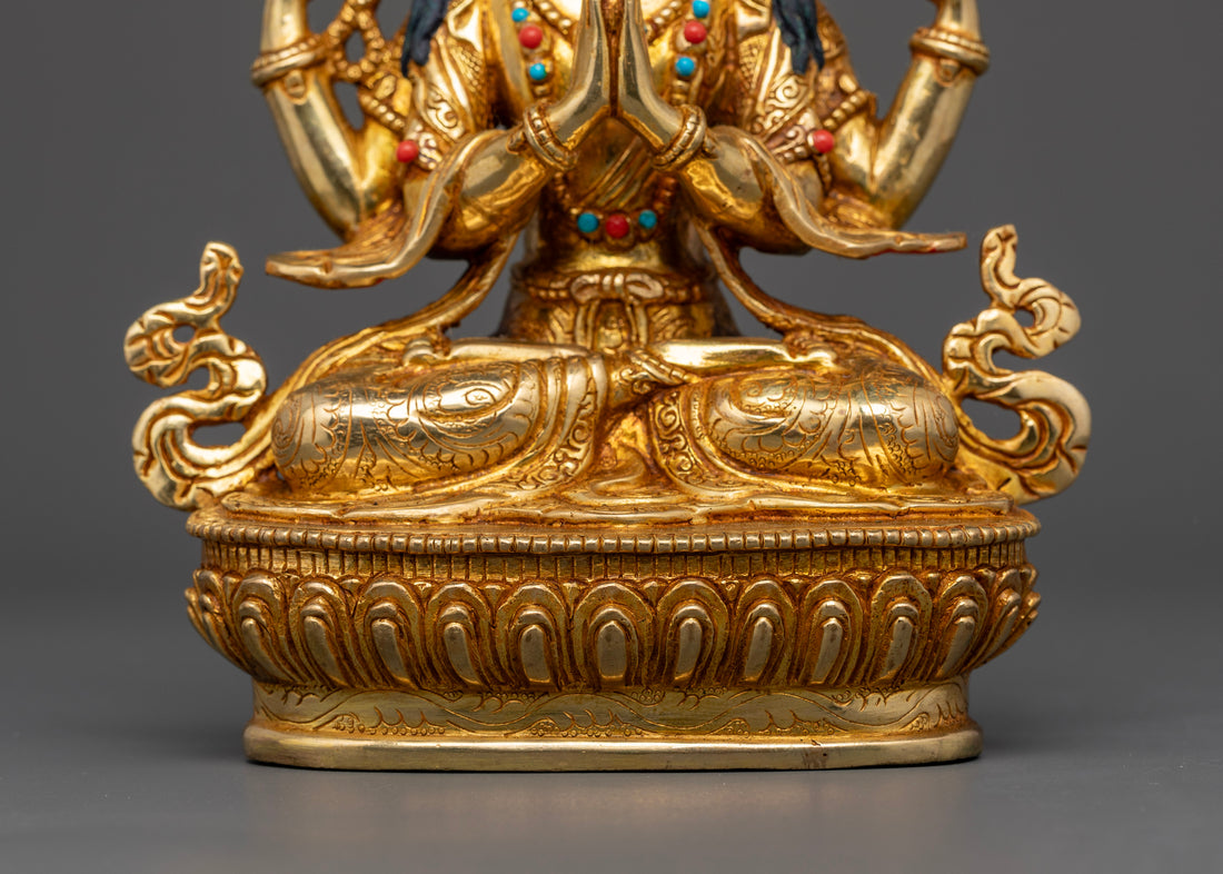 Chenrezig Statue Glided in Gold