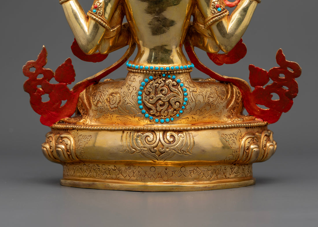 Sacred Four-Armed Chenrezig Statue for Meditation and Healing