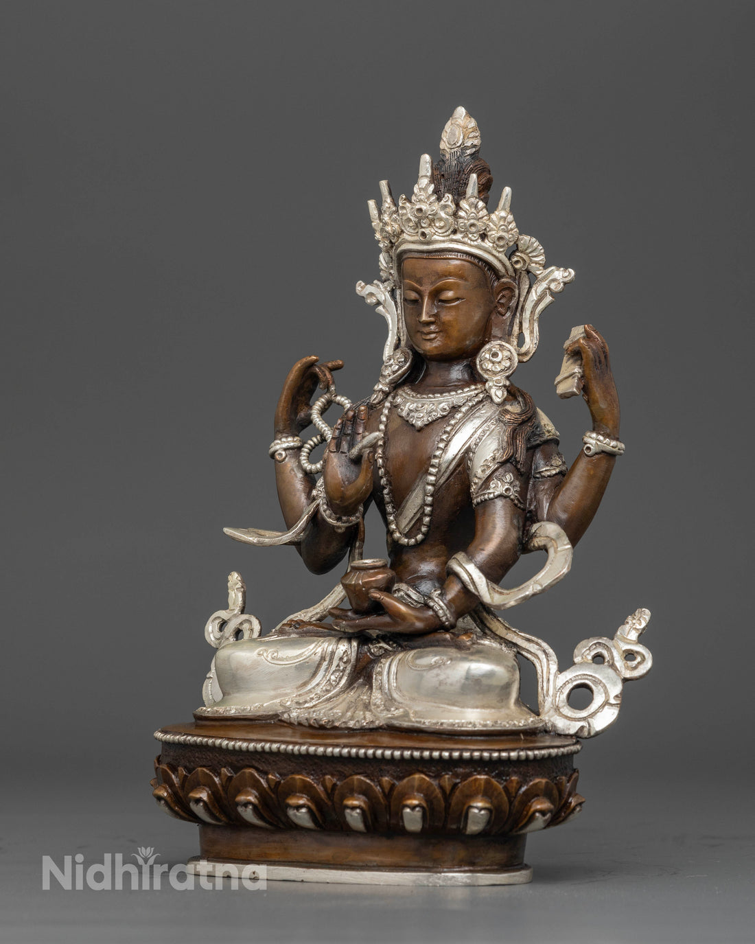 Handmade 8.8 Inch Four-Armed Chenrezig Buddha Statue