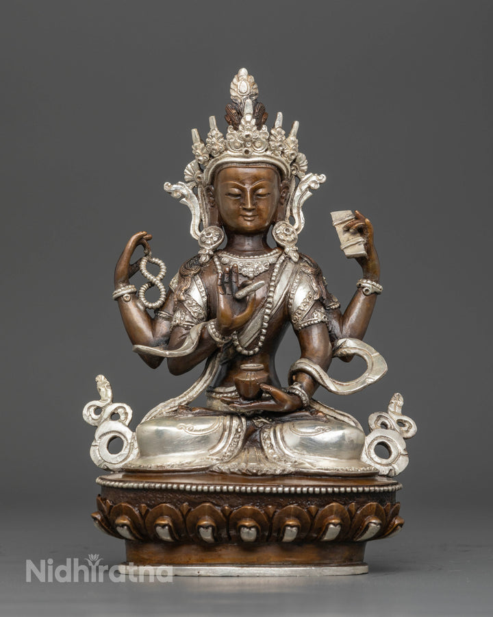 Handmade 8.8 Inch Four-Armed Chenrezig Buddha Statue