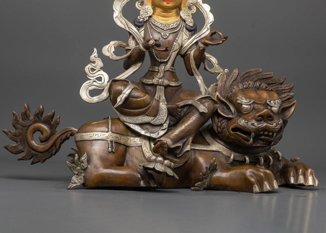 Two-Armed Chenresig Statue: Compassionate Deity on Lion