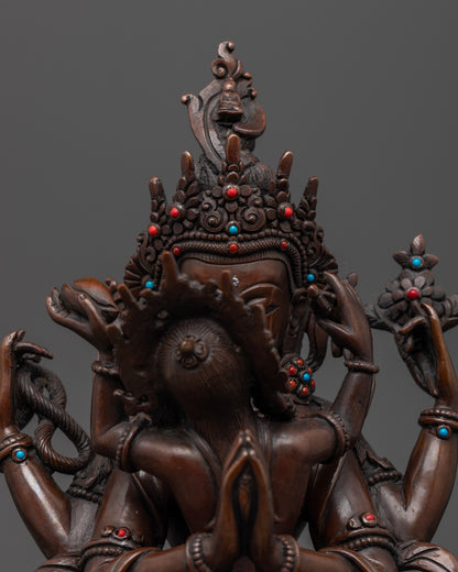 Oxidized Chenrezig Statue | Blessings of Avalokiteshvara