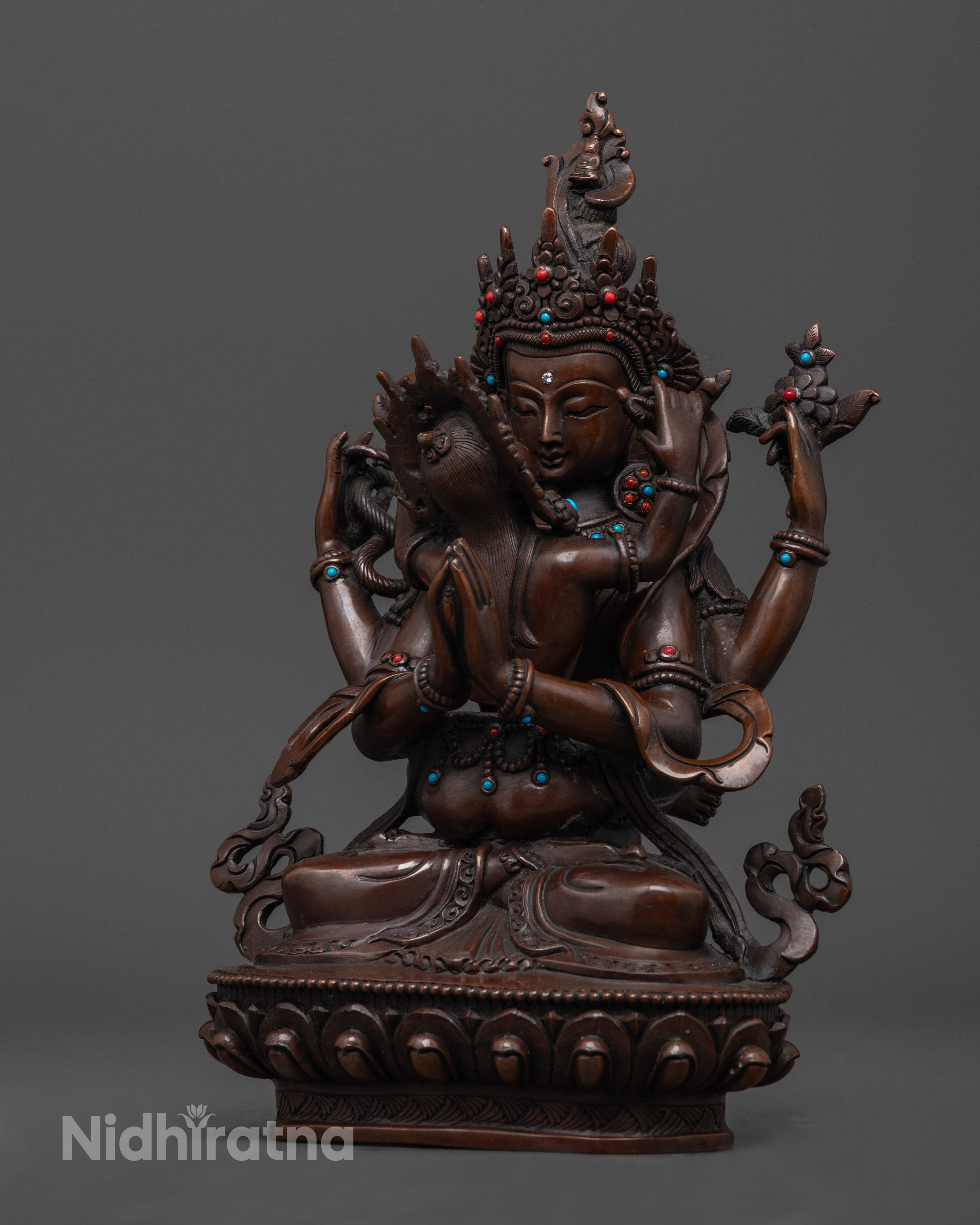 Oxidized Chenrezig Statue | Blessings of Avalokiteshvara