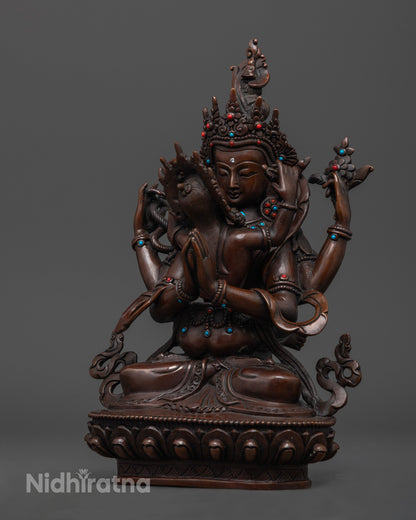 Oxidized Chenrezig Statue | Blessings of Avalokiteshvara