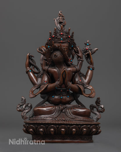 Oxidized Chenrezig Statue | Blessings of Avalokiteshvara