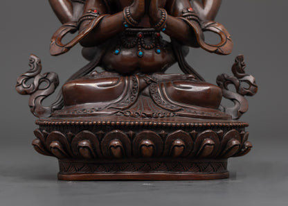Oxidized Chenrezig Statue | Blessings of Avalokiteshvara
