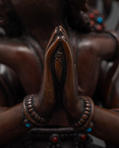 Oxidized Chenrezig Statue | Blessings of Avalokiteshvara