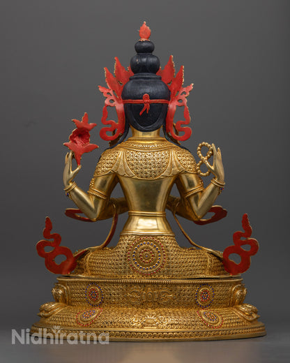 Buy Gold Gilded Chenrezig Statue in Online