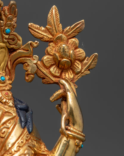 Tibetan Chenrezig Shadakshari Lokeshvara Statue 8.8"