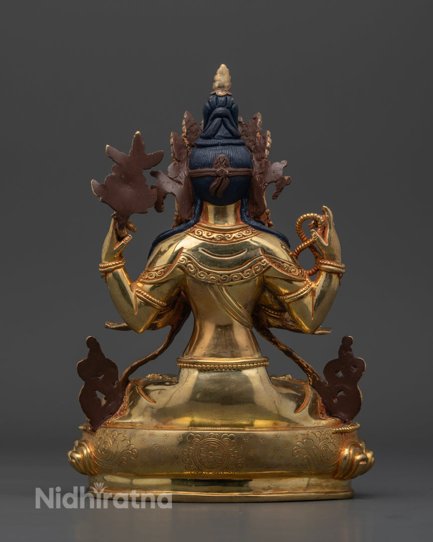 Tibetan Chenrezig Shadakshari Lokeshvara Statue 8.8"
