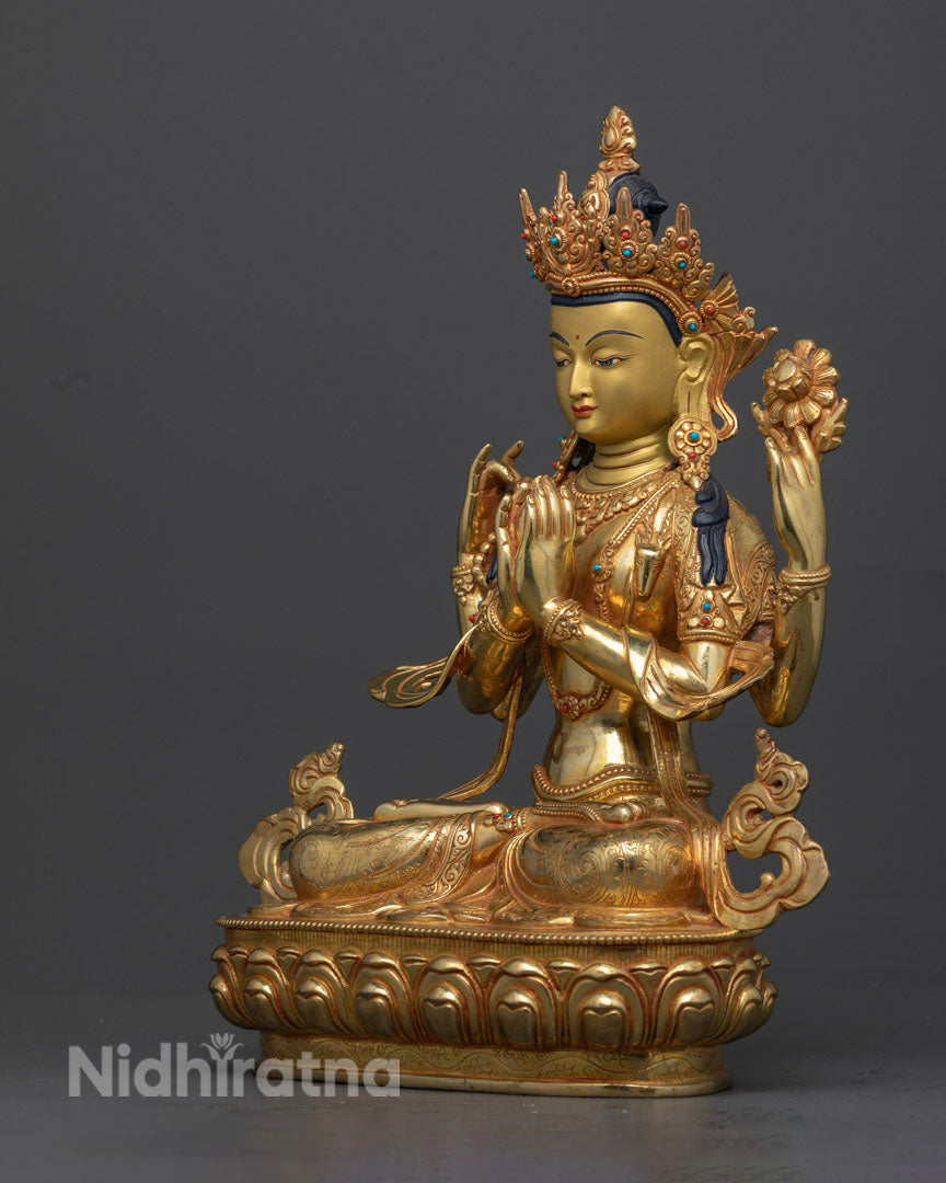 Chenrezig Statue | Tibetan Hand-Carved Statue of Avalokiteshvara