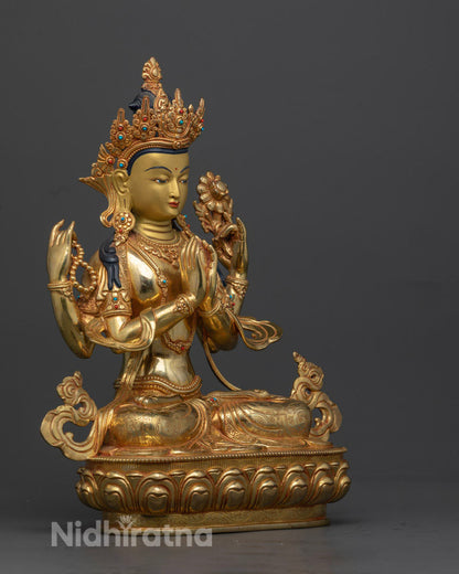 Chenrezig Statue | Tibetan Hand-Carved Statue of Avalokiteshvara