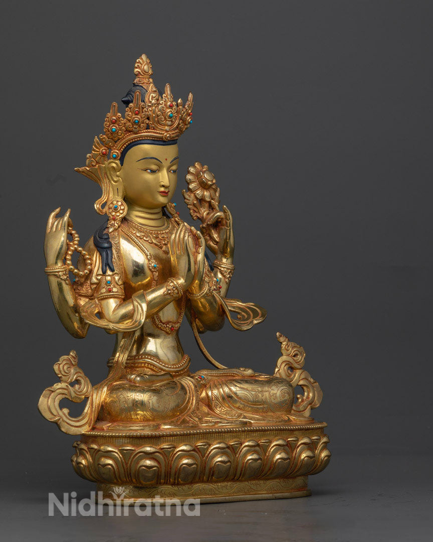 Chenrezig Statue | Tibetan Hand-Carved Statue of Avalokiteshvara