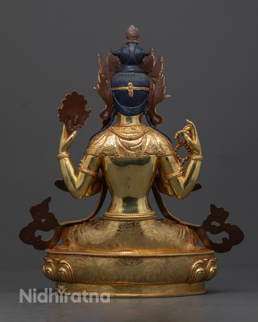 Chenrezig Statue | Tibetan Hand-Carved Statue of Avalokiteshvara
