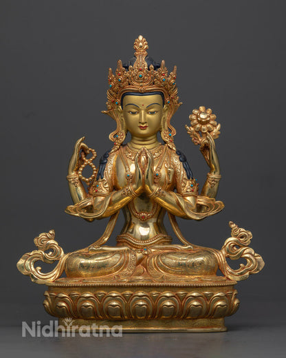 Chenrezig Statue | Tibetan Hand-Carved Statue of Avalokiteshvara